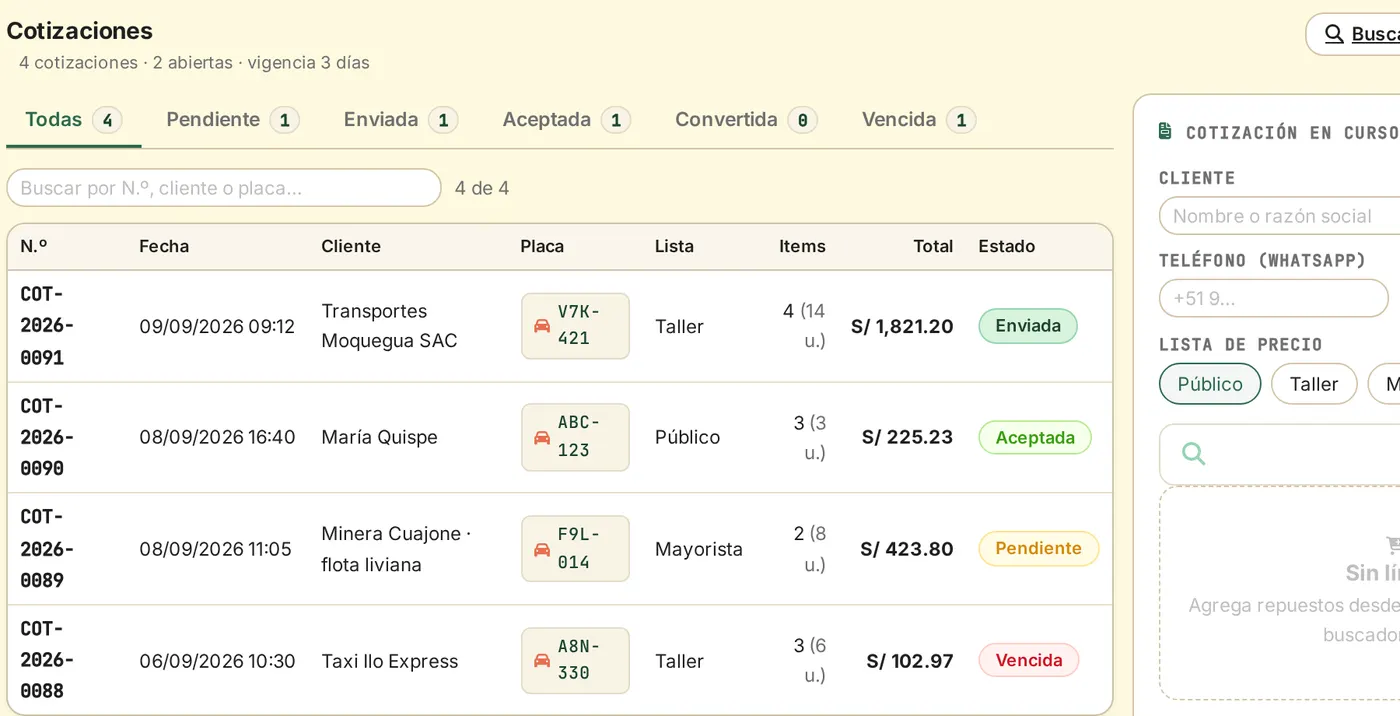 Autopartes · cotización